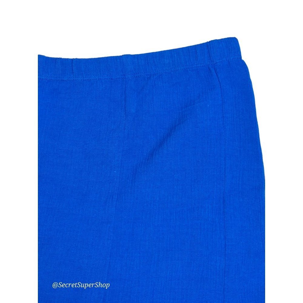 Susan Graver Womens Skirt XL Royal Blue Gauze Midi A Line Pull-On Elastic Waist - Picture 4 of 6